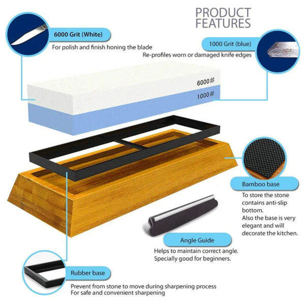 Sharpening Stone Knife Sharpener Professional Whetstone Dual Side Set Grinding Shapner Water Wetstone Kitchen Accessories Tools - Image 2
