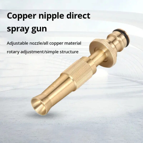 Garden Brass Adjustable Spray Gun Hose Nozzle High Pressure Straight Copper Gun For Car Washing - Image 5