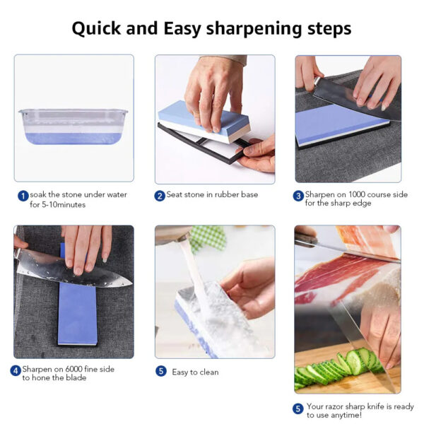 Sharpening Stone Knife Sharpener Professional Whetstone Dual Side Set Grinding Shapner Water Wetstone Kitchen Accessories Tools - Image 6