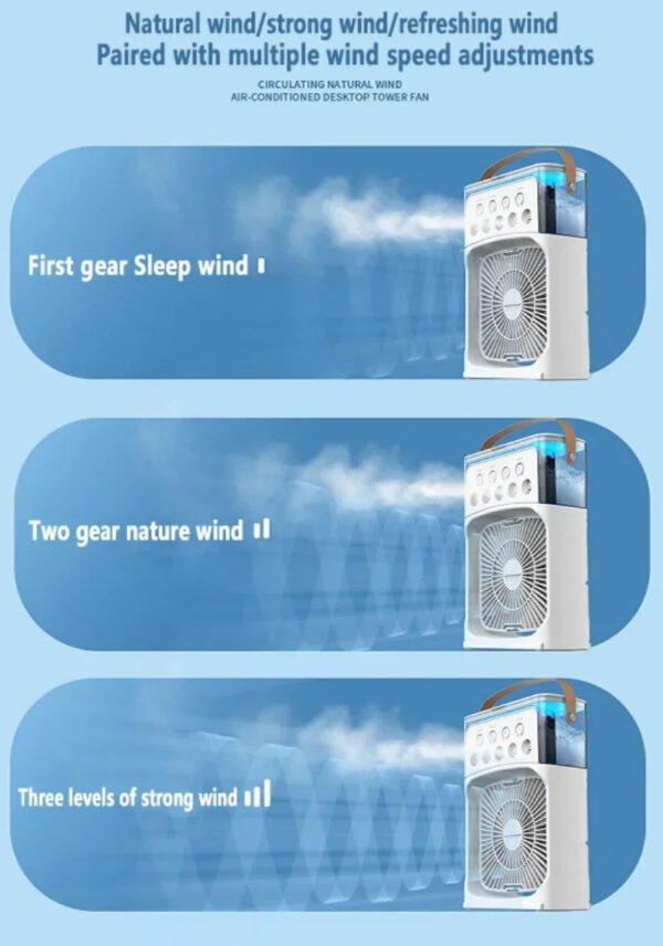 3 In 1 Fan AIr Conditioner Household Small Air Cooler LED Night Light Portable Humidifier Air Adjustment Fan Office Home Fan New - Image 2