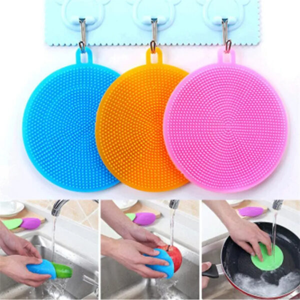 6Pcs Silicone Cleaning Brushes Soft Silicone Scouring Pad Washing Sponge Dish Bowl Pot Cleaner Washing Tool Kitchen Accessories - Image 2
