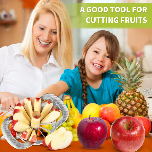 Apple Slicer And Corer, Sturdy and Sharp 12-Blade Stainless Steel Apple Cutter Divider Pitter Fruit Cutter Tools - Image 2