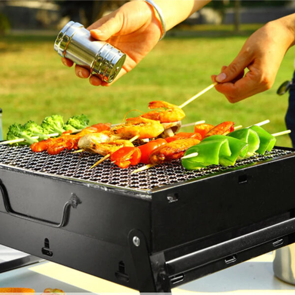 Portable Foldable Charcoal Grill Mini Tabletop Stainless Steel Barbecue Grill for Backyard Camping Picnics - Image 2