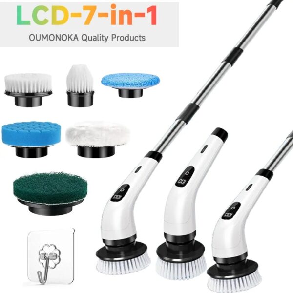 Electric Spin Scrubber USB Rechargeable Wireless Electric Cleaning Brush with 5PCS Brush Head Bathroom Kitchen Dishwashing Brush - Image 10