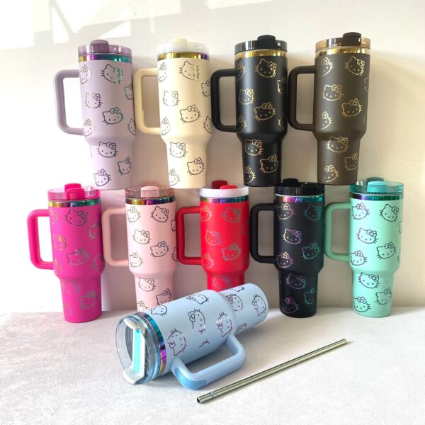 Thermal Coffee hello kitty Cup with Straw Stainless Steel Vacuum Insulated Tumbler 40oz Thermal Iced Travel Cup for Outdoor - Image 2