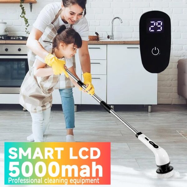 Electric Spin Scrubber USB Rechargeable Wireless Electric Cleaning Brush with 5PCS Brush Head Bathroom Kitchen Dishwashing Brush - Image 3