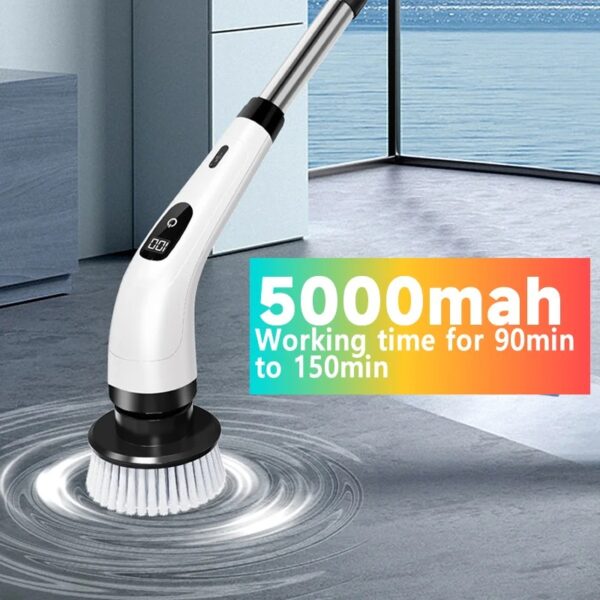Electric Spin Scrubber USB Rechargeable Wireless Electric Cleaning Brush with 5PCS Brush Head Bathroom Kitchen Dishwashing Brush - Image 4