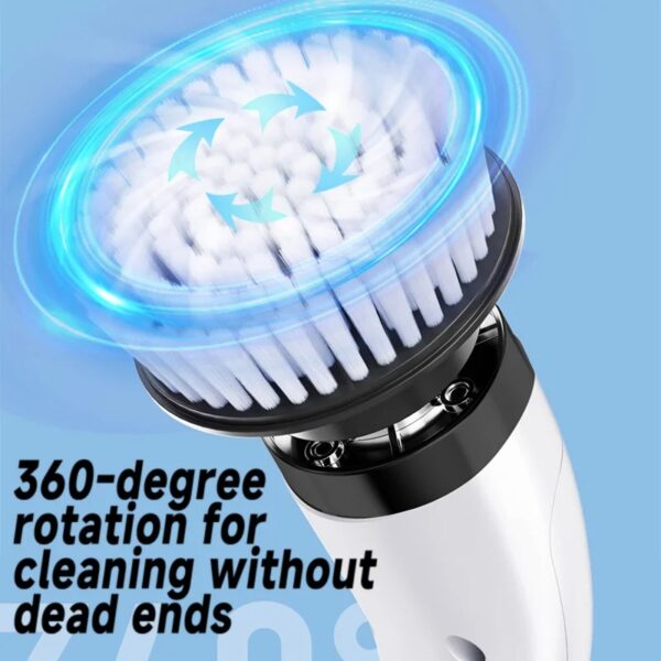 Electric Spin Scrubber USB Rechargeable Wireless Electric Cleaning Brush with 5PCS Brush Head Bathroom Kitchen Dishwashing Brush - Image 6