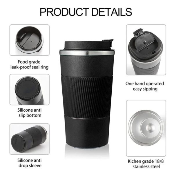 Stainless Steel Thermal Coffee Cup – 380ml / 510ml Insulated Travel Mug for Car & Office - Image 6