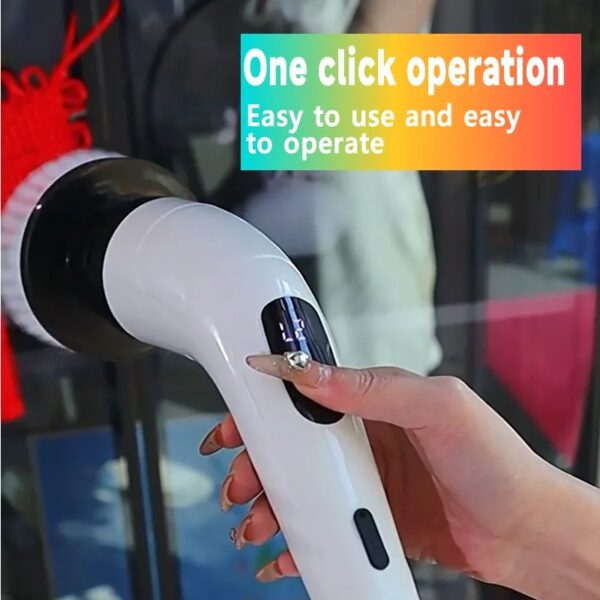 Electric Spin Scrubber USB Rechargeable Wireless Electric Cleaning Brush with 5PCS Brush Head Bathroom Kitchen Dishwashing Brush - Image 7