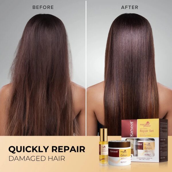 Karseell Collagen Hair Treatment Deep Repair Hair Mask 500ml + Argan Oil Hair Serum 50ml for Dry Damaged Hair All Hair Types - Image 4