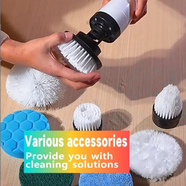 Electric Spin Scrubber USB Rechargeable Wireless Electric Cleaning Brush with 5PCS Brush Head Bathroom Kitchen Dishwashing Brush - Image 8