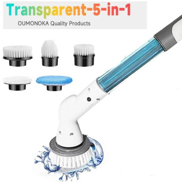 Electric Spin Scrubber USB Rechargeable Wireless Electric Cleaning Brush with 5PCS Brush Head Bathroom Kitchen Dishwashing Brush - Image 9
